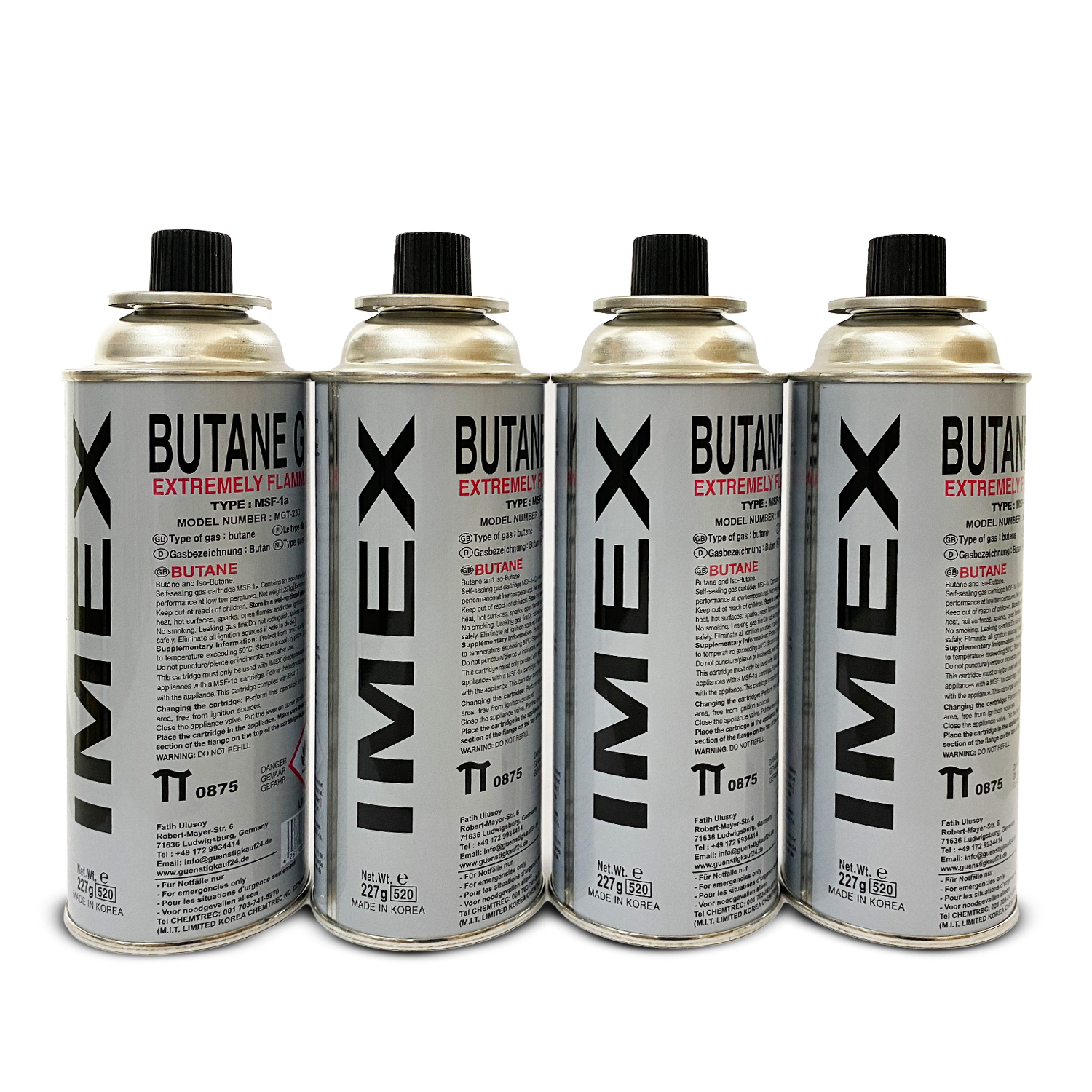 MGT-230 MSF-1a 4er Set Gaskartuschen 227g nach EN521 – Bild 1