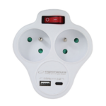 ELK311W Steckdosenleiste 2er mit Schalter, USB + USB-C